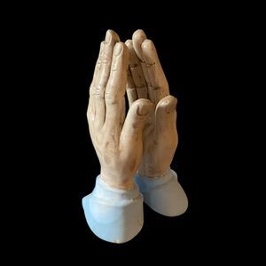 Ceramic pair of hands praying hands hand painted 6.5”